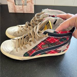 Golden Goose slide sneaker, tartan plaid. Size 39! So cute at the holidays
